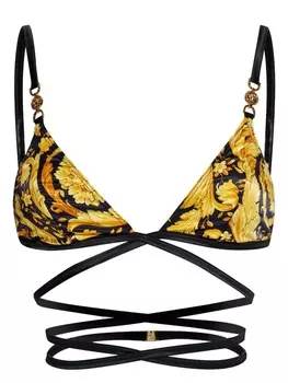 Versace укороченный топ с принтом Barocco, желтый