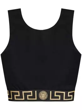 Versace укороченный топ с принтом Greca, черный