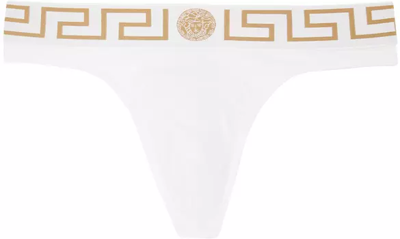 Versace Underwear Белые стринги с каймой Greca
