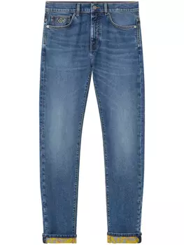 Versace узкие джинсы Barocco, синий