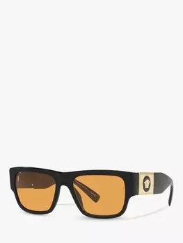 Versace VE4406 Мужские солнцезащитные очки прямоугольной формы, черные/оранжевые