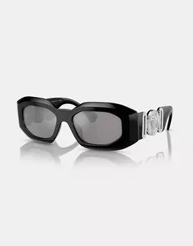 Versace - ve4425u - Черные солнцезащитные очки неправильной формы с серебряными зеркальными линзами