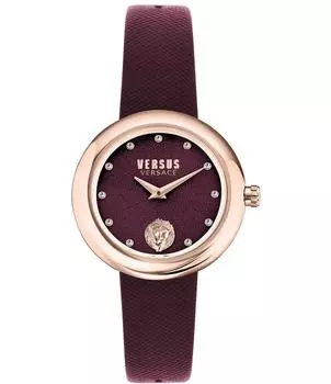 Versace Versus Versace Женские часы Lea Analog бордового цвета с кожаным ремешком, красный