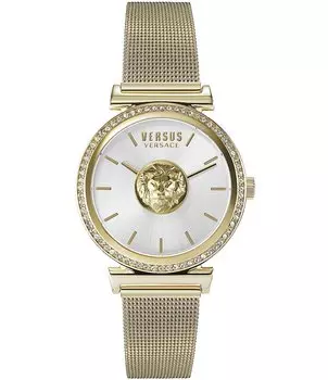 Versace Versus Versace Женские кварцевые аналоговые часы с золотым сетчатым браслетом Brick Lane, золотой