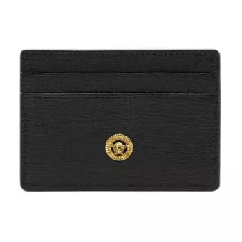 VERSACE Визитница FANSIZHE MEDUSA BIGGIE Series из козьей кожи, обычная, мужская, черно-золотая