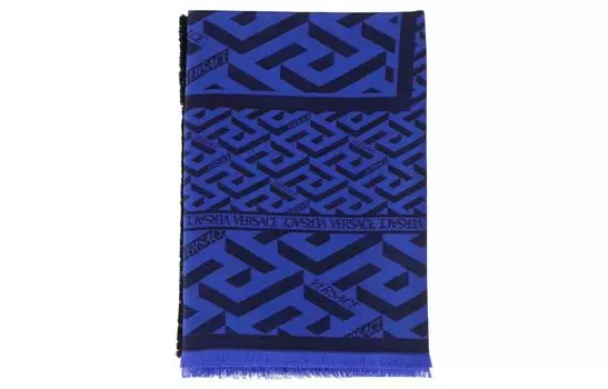 VERSACE Вязаный шарф унисекс синего цвета