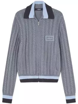 Versace вязаный кардиган с логотипом, серый