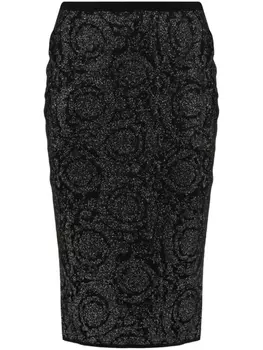 Versace жаккардовая мини-юбка с люрексом и узором Barocco, черный