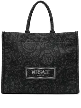 Versace жаккардовая сумка-тоут Barocco Athena, черный