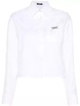 Versace жаккардовая укороченная рубашка с узором Barocco, белый