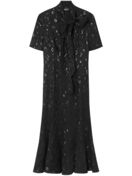 Versace жаккардовое платье миди Lavalli?re с леопардовым узором, черный