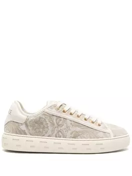 Versace жаккардовые кеды с узорами Barocco и Greca, нейтральный цвет