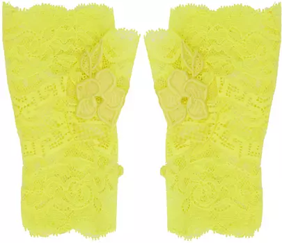 Versace Желтые перчатки с вышивкой