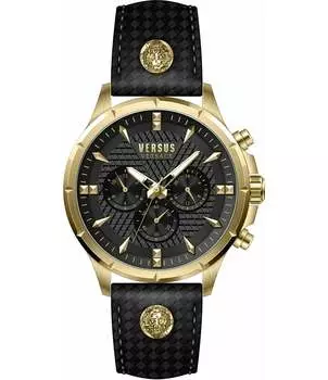 Versus by Versace Мужские кварцевые часы с хронографом Lion Modern Leather Watch, золотой