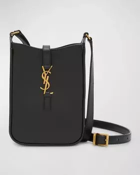 Вертикальная сумка-мешок Le 5 A 7 Mini YSL из гладкой кожи Saint Laurent, цвет Black