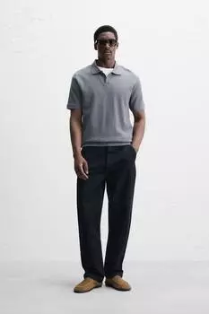 Вертикальная текстурированная рубашка поло ZARA, цвет Faded blue