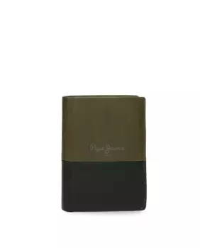 Вертикальный двойной мужской кошелек с сумочкой цвета хаки-зеленый Pepe Jeans, зеленый