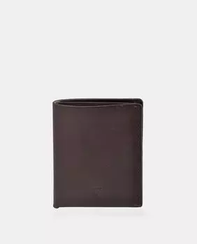 Вертикальный кошелек из матовой кожи коричневого цвета с гравировкой логотипа Emidio Tucci, темно коричневый