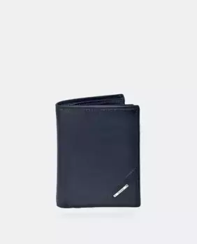 Вертикальный кожаный кошелек с монетницей Yanko, синий