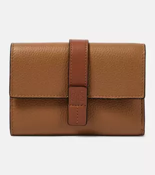 Вертикальный маленький кожаный кошелек Loewe, бежевый