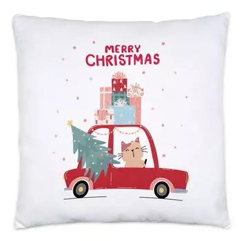 Веселая рождественская подушка с наполнителем: рождественский кот, рождественский секретный подарок Санты Hey!Print