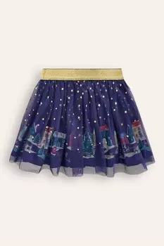Веселая рождественская юбка из тюля Boden, синий
