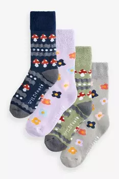 Веселые термоноски для отдыха, упаковка 4 шт Wild Feet, зеленый