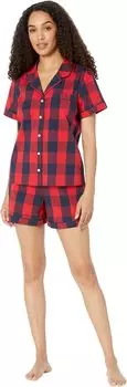 Весенний комплект пижамных шорт для сна L.L.Bean, цвет Bright Red Plaid