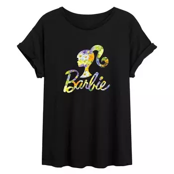 Весенняя футболка Barbie с цветочным рисунком для юниоров Licensed Character, черный