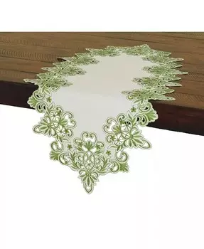 Весенняя скатерть с кружевной вышивкой в викторианском стиле, 16 x 34 дюйма Xia Home Fashions, зеленый