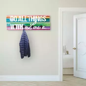 Вешалка Artland "Делай все с любовью", в частично собранном виде 90х30х2,8 см, цвет bunt
