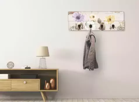 Вешалка Artland "Маки на деревянной основе", в частично собранном виде 90х30х2,8 см, цвет naturfarben