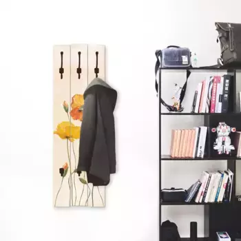 Вешалка Artland "Разноцветные Маки", в частично собранном виде 45х140х2,8 см, цвет naturfarben