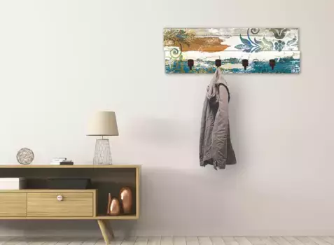 Вешалка Artland "Ретро-декорации в синем и оранжевом цвете", в частично собранном виде 90х30х2,8 см, синий