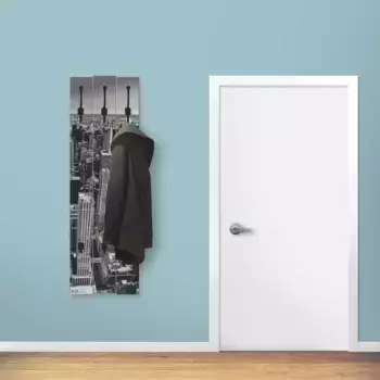 Вешалка Artland "Вид с воздуха на Манхэттен, Нью-Йорк, США", частично собранная 90х30х2,8 см, черный