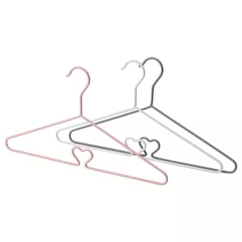 Вешалка для детской одежды, розовый белый/серый, BARNDRM IKEA