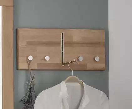 Вешалка для крючков для дома "Dura", изготовлена из массива древесины, сертифицированного FSC, ширина 50 или 80 см Home affaire 80х22х4,6 см, цвет Buche