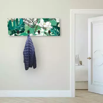 Вешалка для одежды Artland "Листья Джунглей", в частично собранном виде 90х30х2,8 см, зеленый