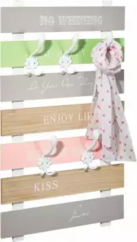 Вешалка для одежды для дома, вешалка для одежды с надписью и 5 крючками для одежды Home affaire 50х80х6,5 см, цвет bunt