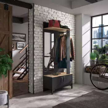 Вешалка Gami «Store», с зеркалом, цвет Eiche Sonoma / Schwarz