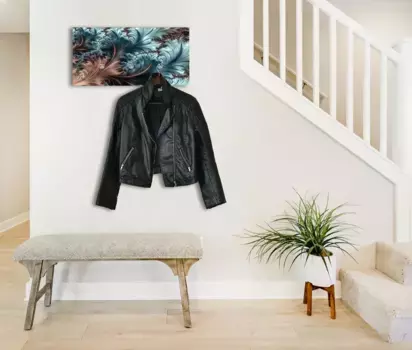 Вешалка Queence "Перо", (1 шт.), вкл. 3 крючка из нержавеющей стали и подвеску 60х30х1,5 см, коричневый