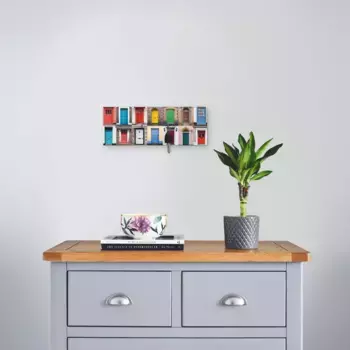 Вешалка с крючками Artland «Фотоколлаж из 32 разноцветных входных дверей», МДФ, цвет bunt