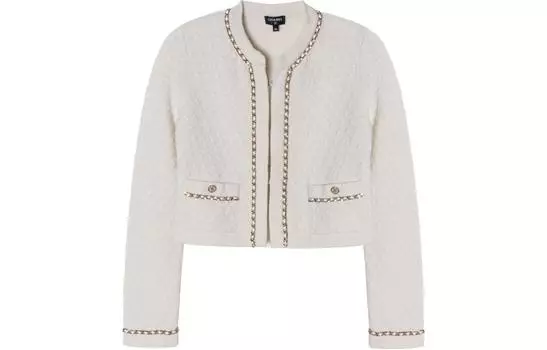 Весна-лето 2024, новые поступления, женский джемпер цвета экрю CHANEL, Ecru