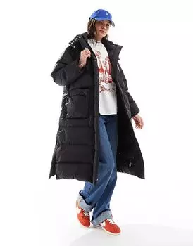 Вестерн пуховик с длинным капюшоном черного цвета Levi's