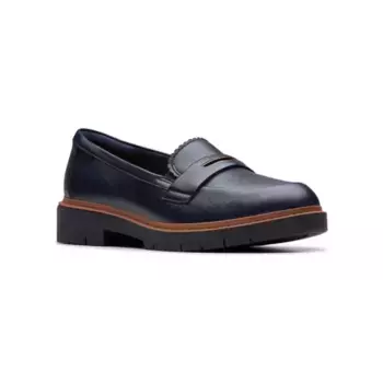 Вестлинн светящиеся женские кожаные лоферы на массивной подошве Clarks, цвет navy leather