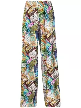 VETEMENTS брюки палаццо с графичным принтом, зеленый