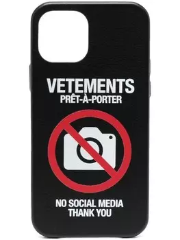 VETEMENTS чехол No Social Media для iPhone 12 Pro, черный