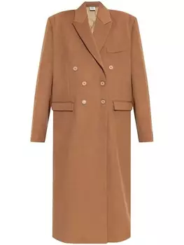 VETEMENTS двубортное шерстяное пальто, нейтральный цвет