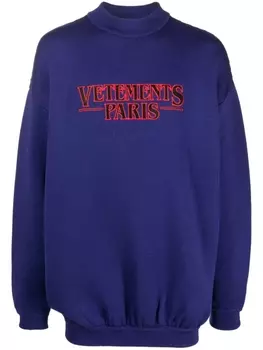 VETEMENTS джемпер из шерсти мериноса с логотипом, фиолетовый