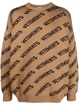 VETEMENTS джемпер с логотипом, коричневый